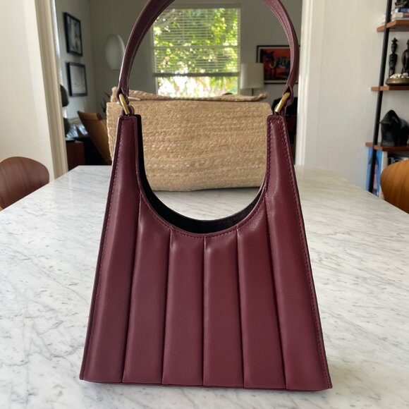 STAUD Rey Quilted Leather Shoulder Bag - Maroon LIKE NEW! - Picture 4 of 8